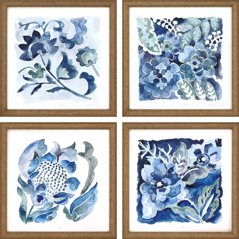 Indigo Ornament II S/4 Framed Art