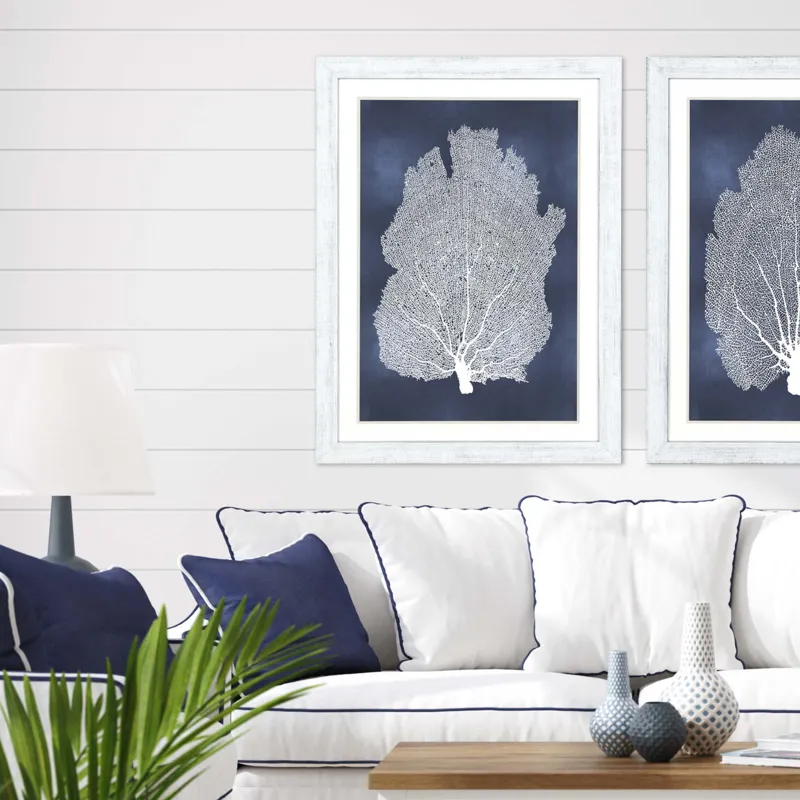 Sea Fan on Blue I Framed Art