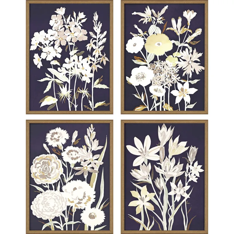Midnight Florals S/4 Framed Art