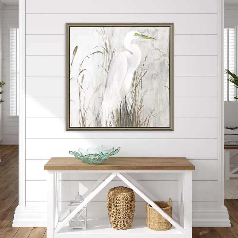 Heron in the Reeds Canvas