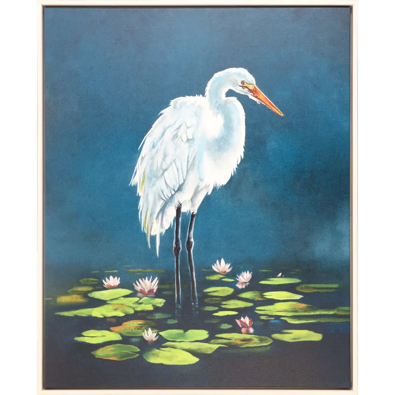 Egret in Lily Pads Canvas