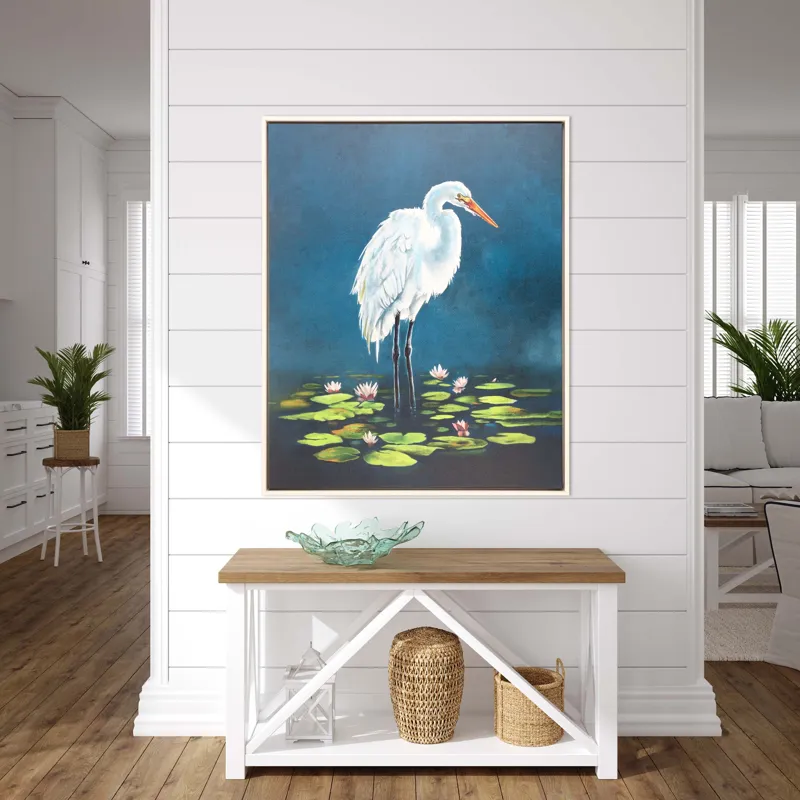 Egret in Lily Pads Canvas