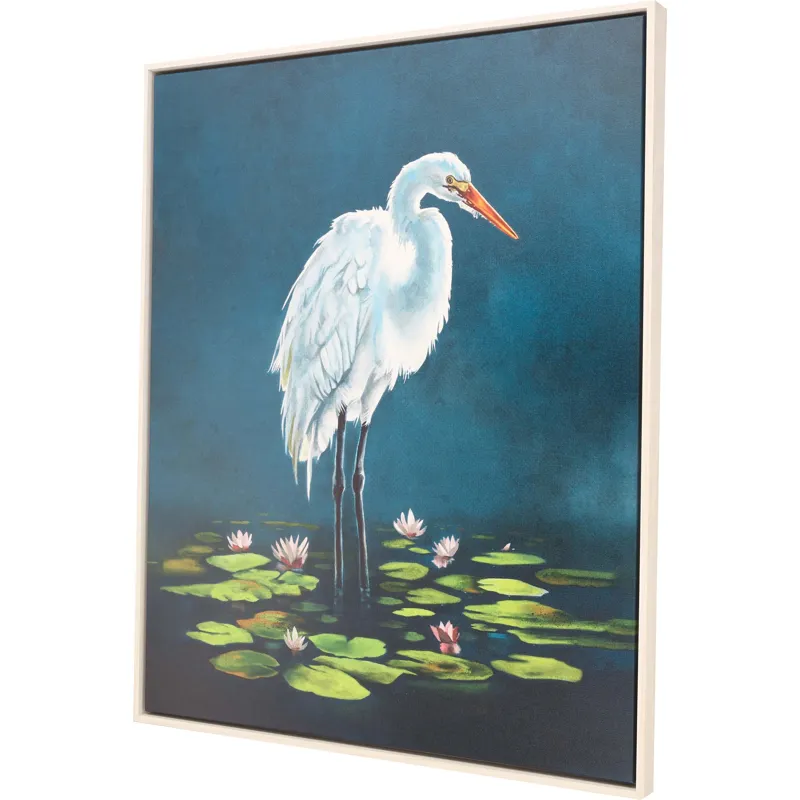 Egret in Lily Pads Canvas