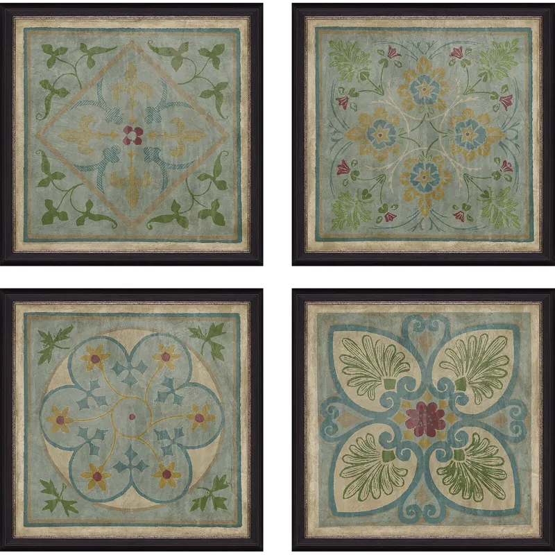 Verdigris Pattern S/4 Framed Art