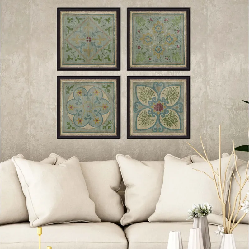 Verdigris Pattern S/4 Framed Art
