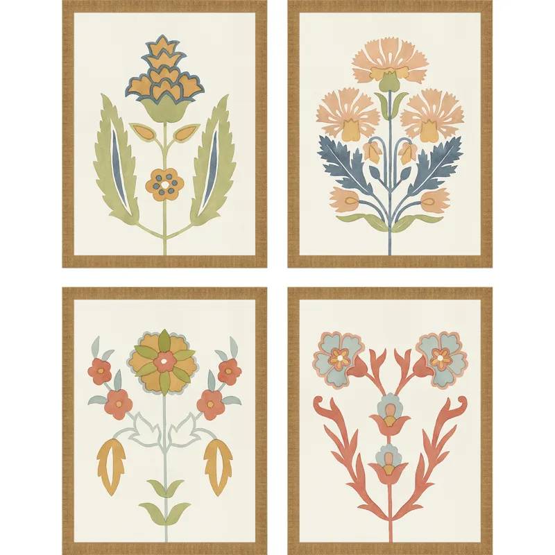 Folk Flourish S/4 Framed Art