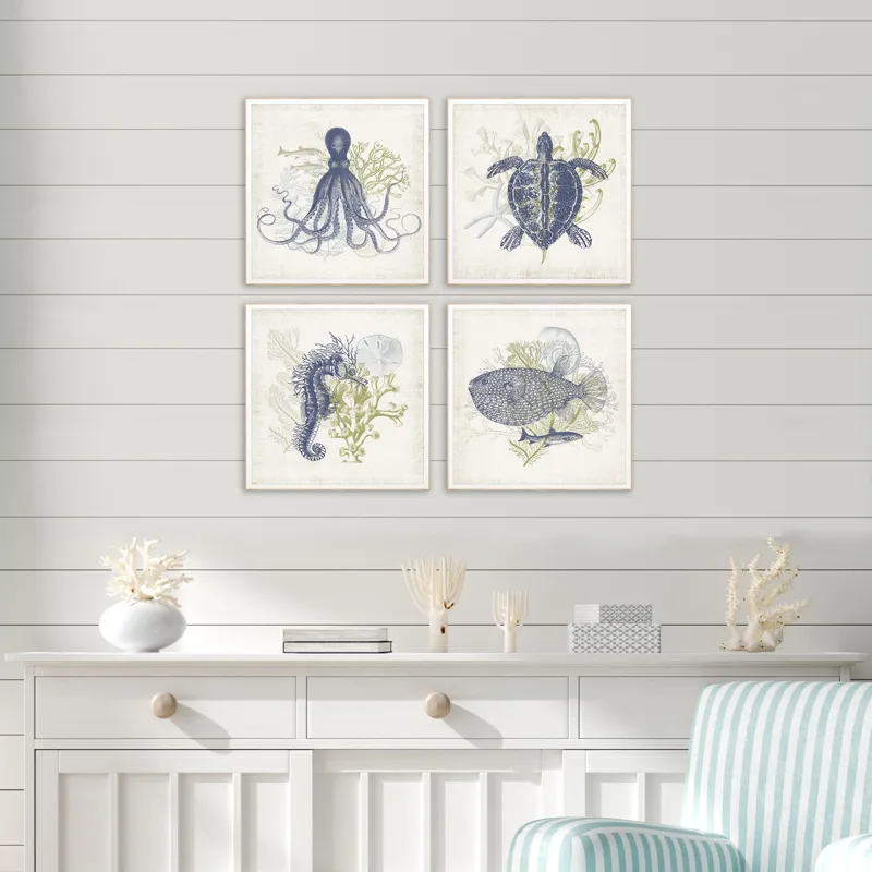 Coastal Ephemera S/4 Framed Art
