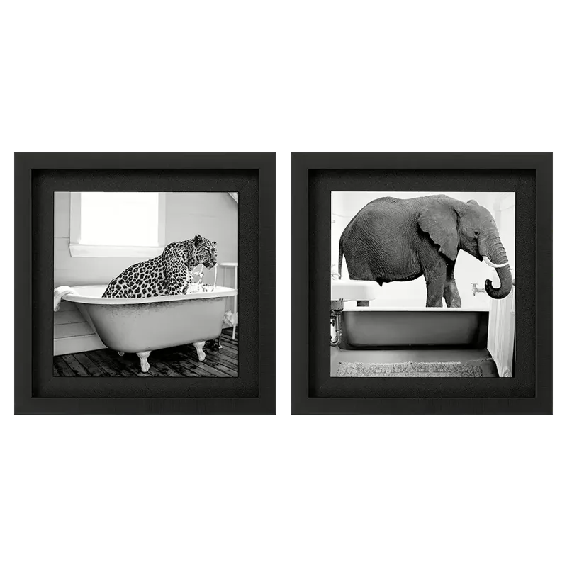 Safari Bath II S/2 Framed Art