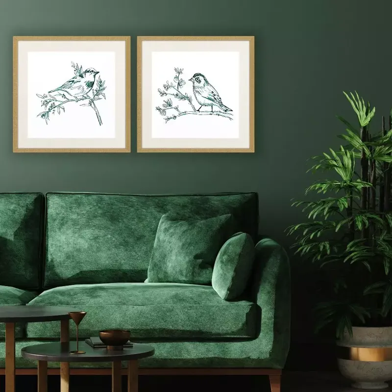 Emerald Songbirds I S/2 Framed Art