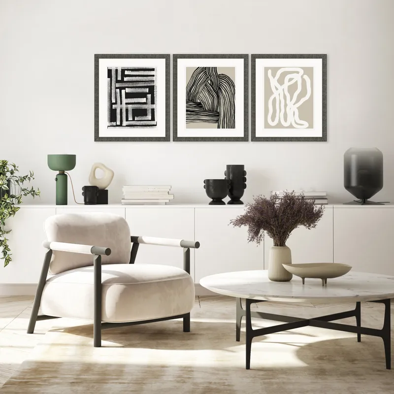 Naive Lines III S/3 Framed Art