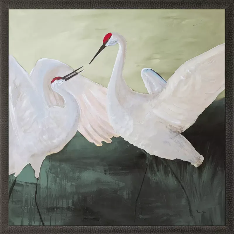 White Sandhill Cranes Framed Art