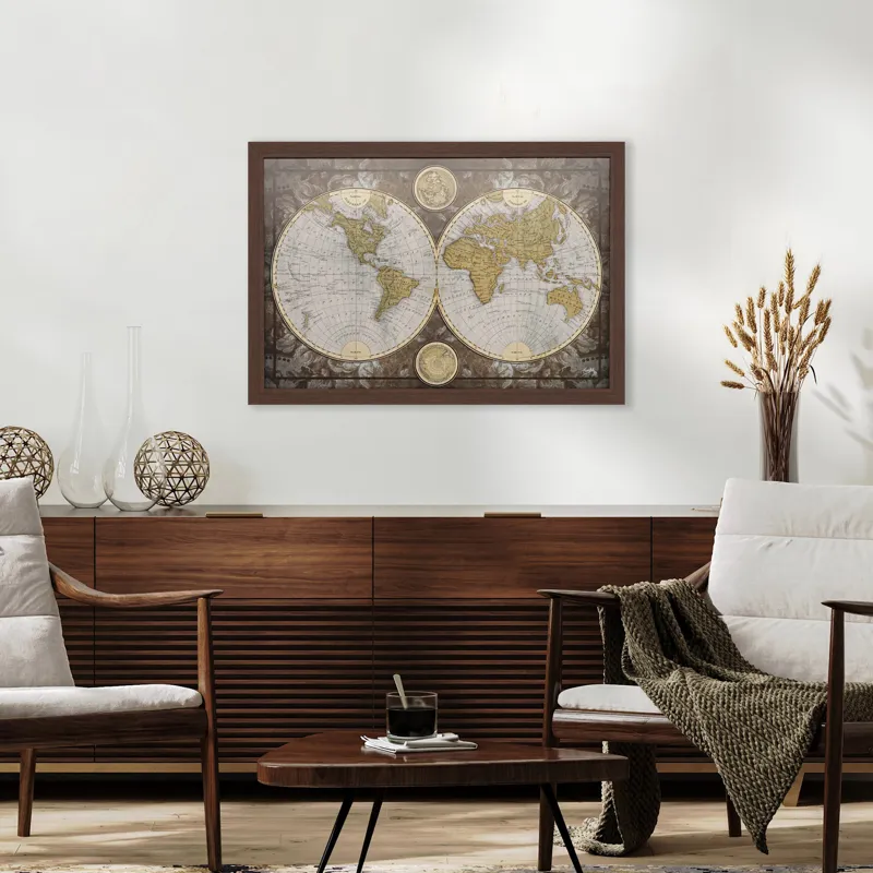 World Map Framed Art