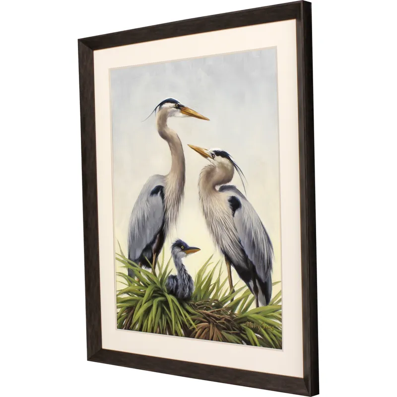 Young Heron Family Framed Art