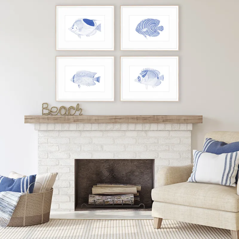 Blue Fish S/4 Framed Art