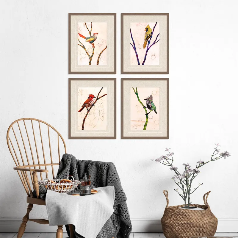 Bird Family S/4 Framed Art