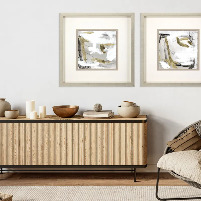 Ivory Gold and Gray I Framed Art