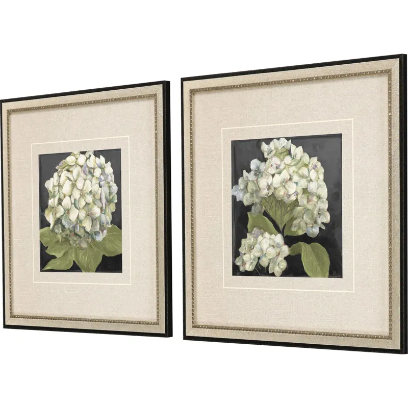 Hydrangeas on Black S/2 Framed Art