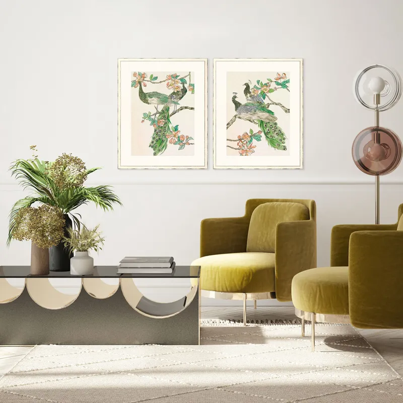 Emerald Peacock I S/2 Framed Art