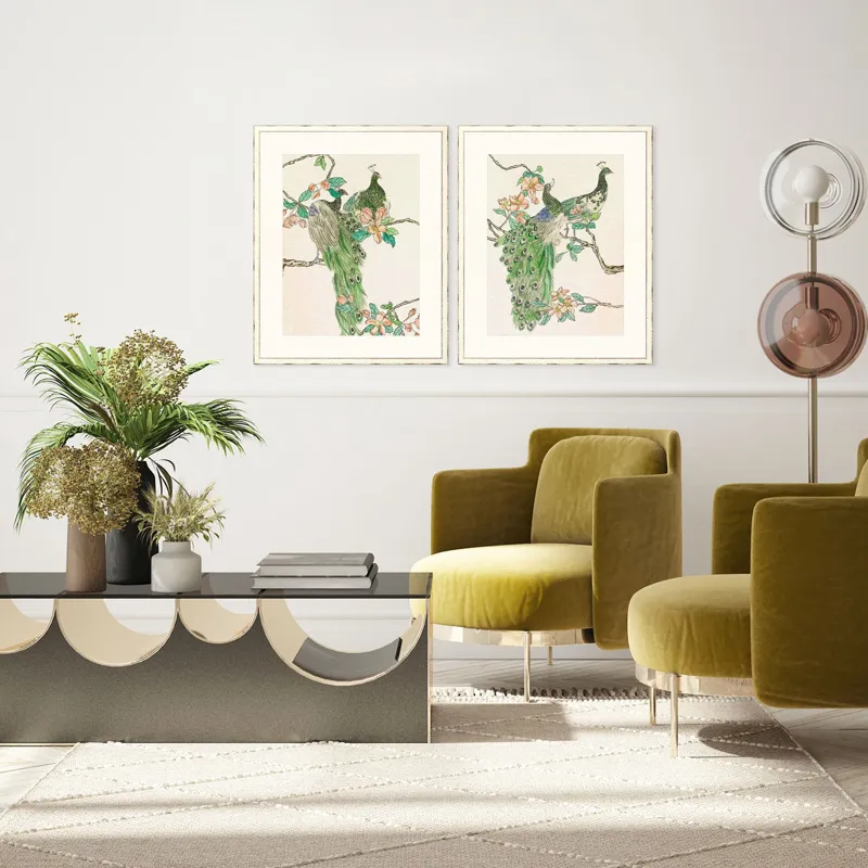 Emerald Peacock II S/2 Framed Art