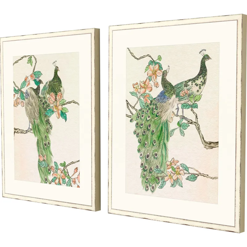 Emerald Peacock II S/2 Framed Art