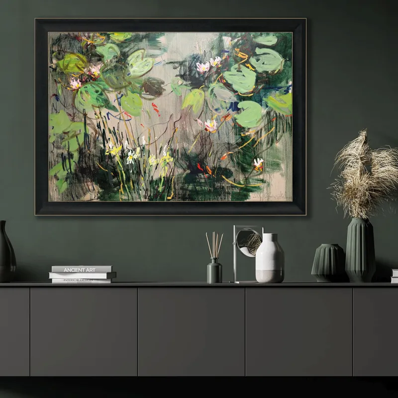 Water Lilies, Summer Pond Framed Art