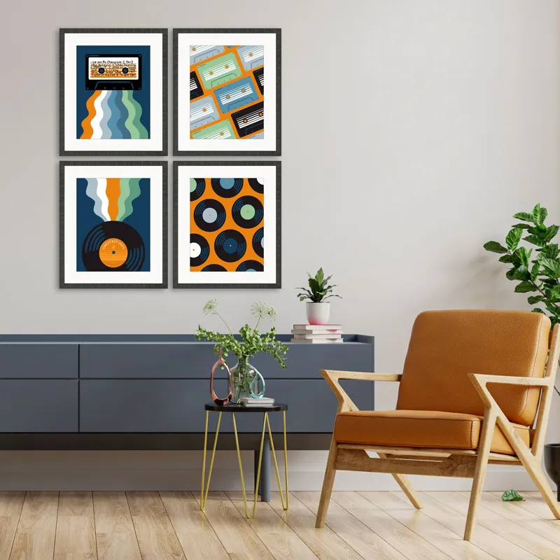 Retro Vinyl S/4 Framed Art