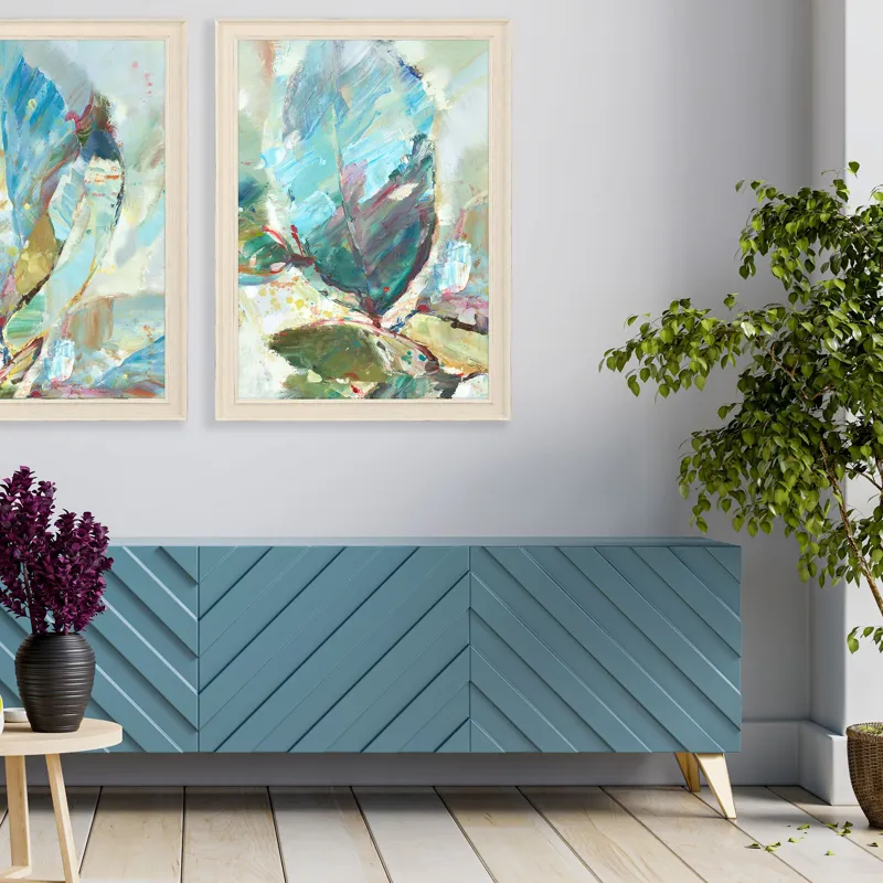 Aqua Leaf II Framed Art