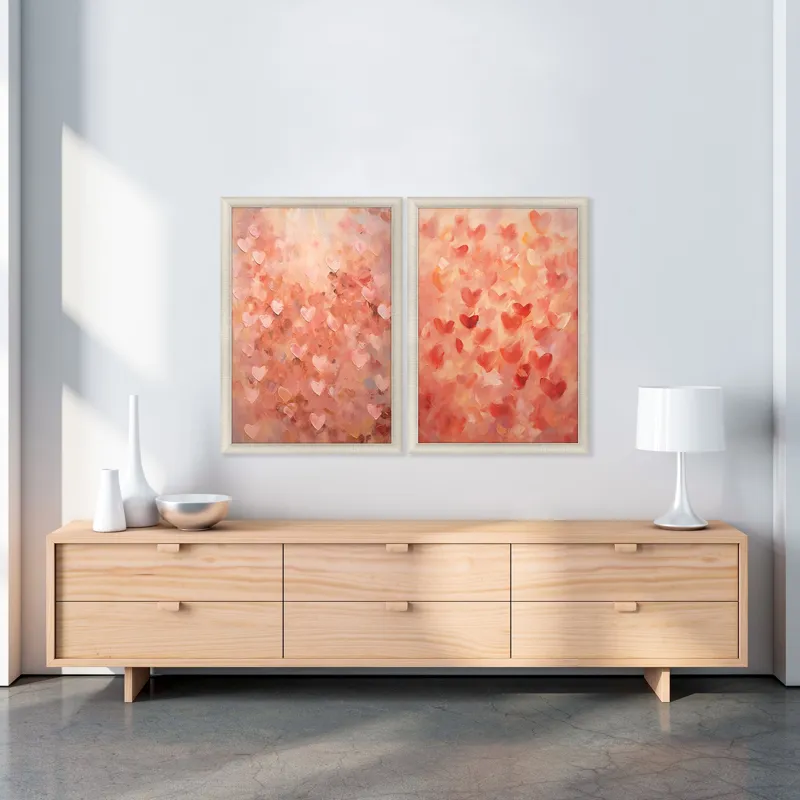Heart Pattern S/2 Framed Art