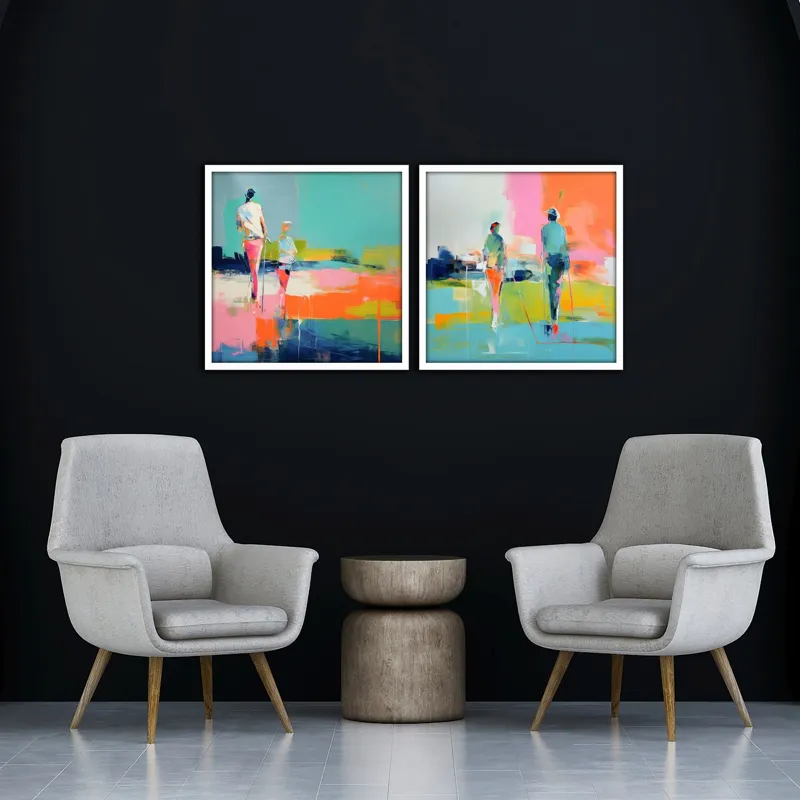 Golf Players II S/2 Framed Art