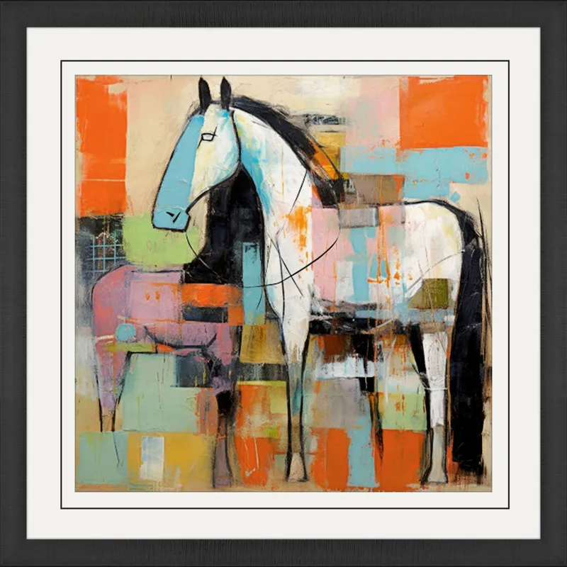 Block Horse Impression I Framed Art