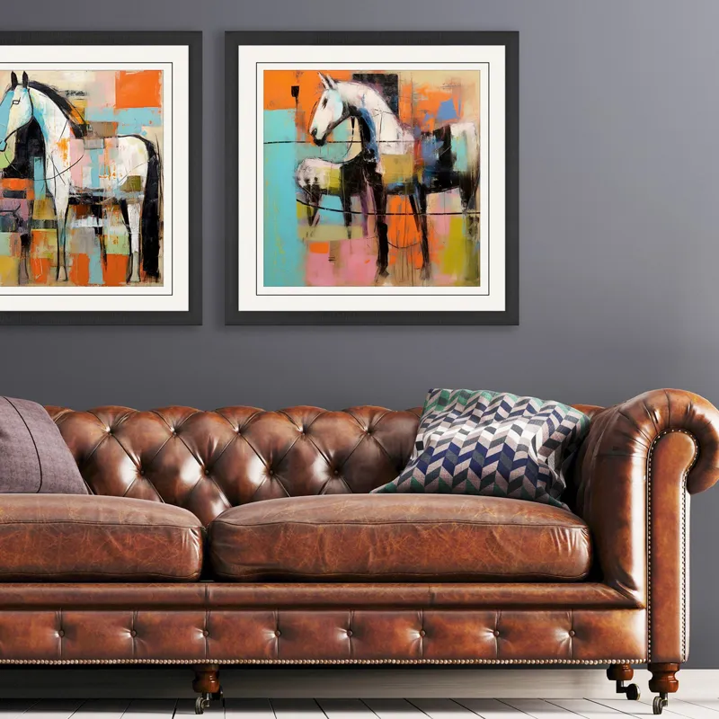 Block Horse Impression II Framed Art