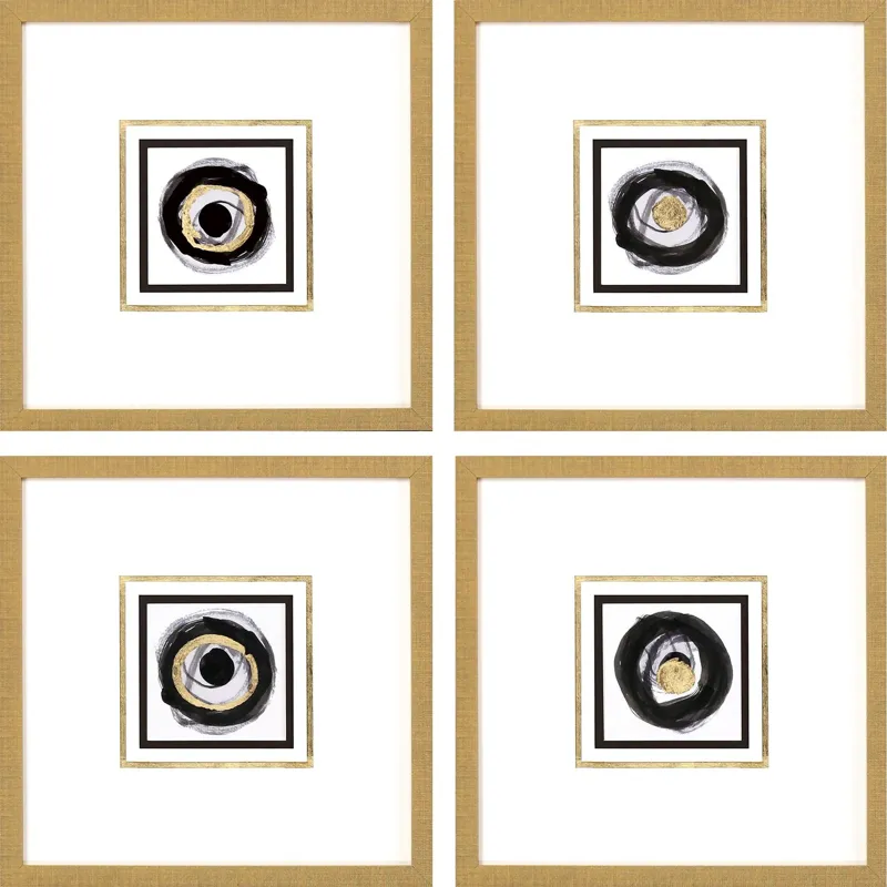 White Black Gold S/4 Framed Art