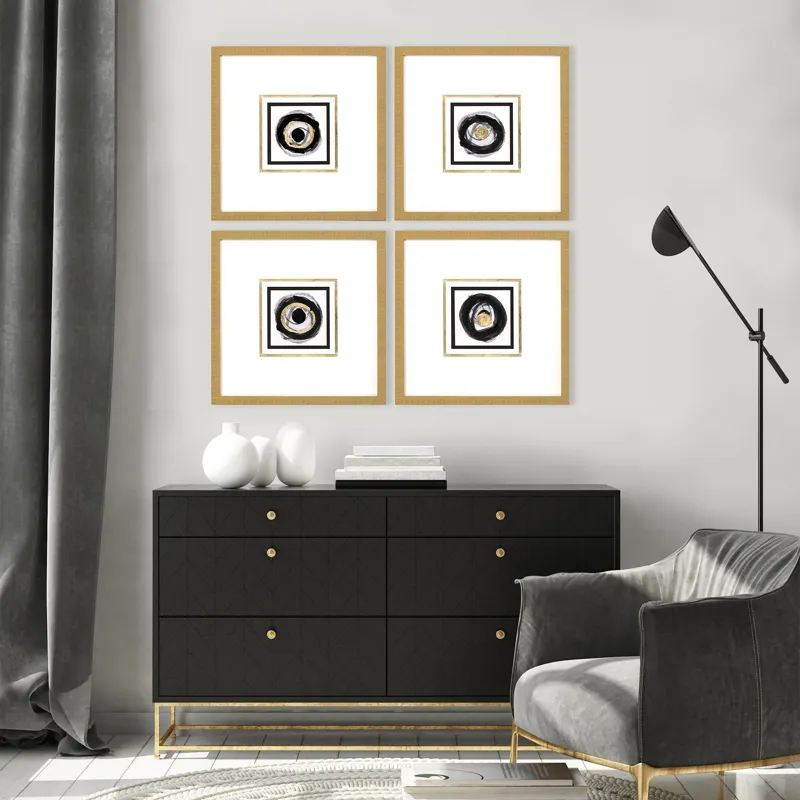 White Black Gold S/4 Framed Art