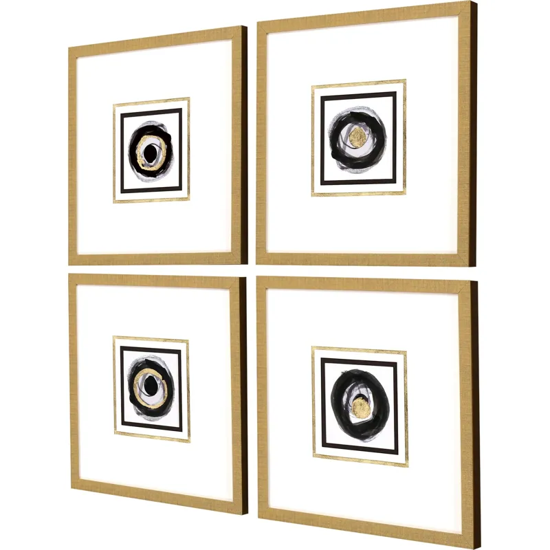 White Black Gold S/4 Framed Art