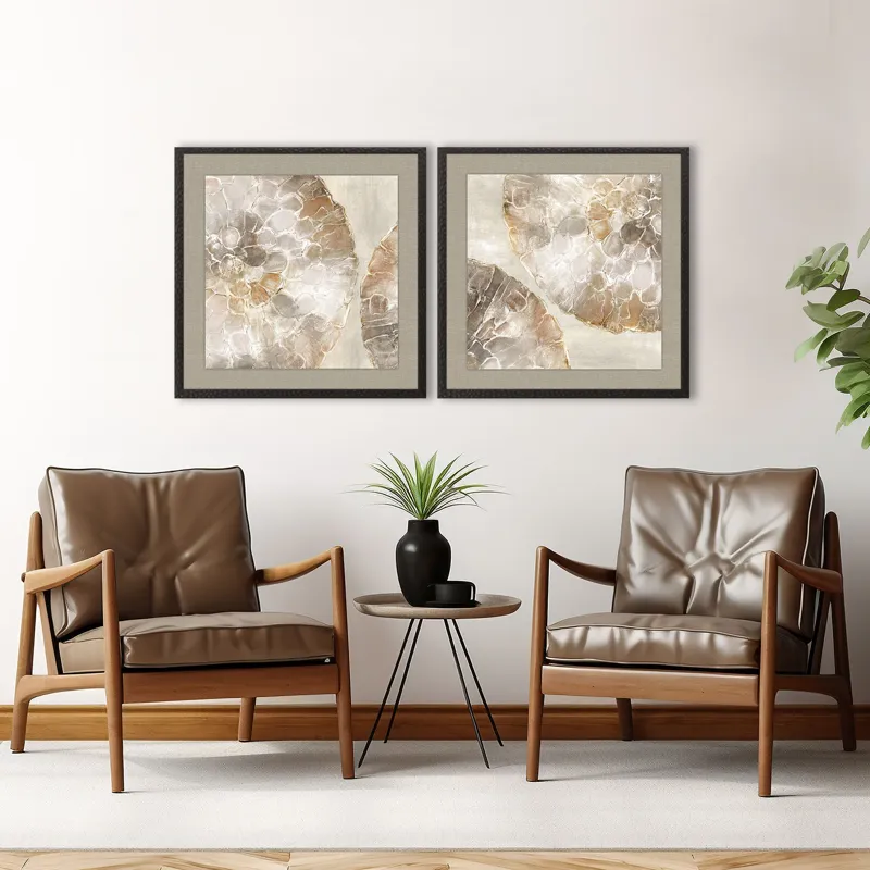 Golden Medallions S/2 Framed Art