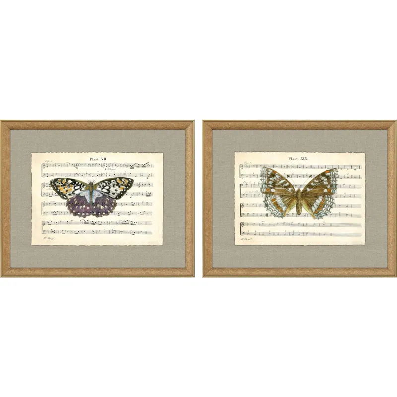Musical Butterflies S/2 Framed Art