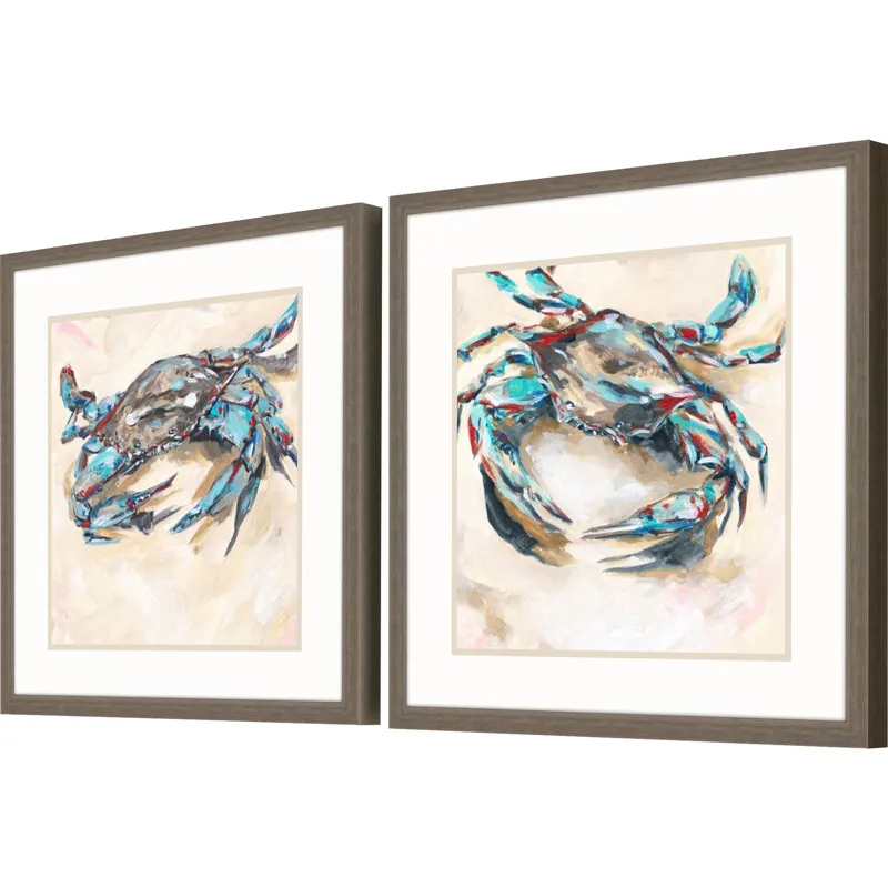 Blue and Red Crab S/2 Framed Art