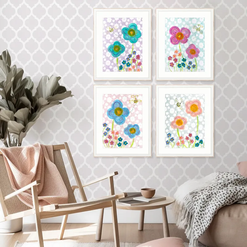 Happier Days S/4 - Framed Art