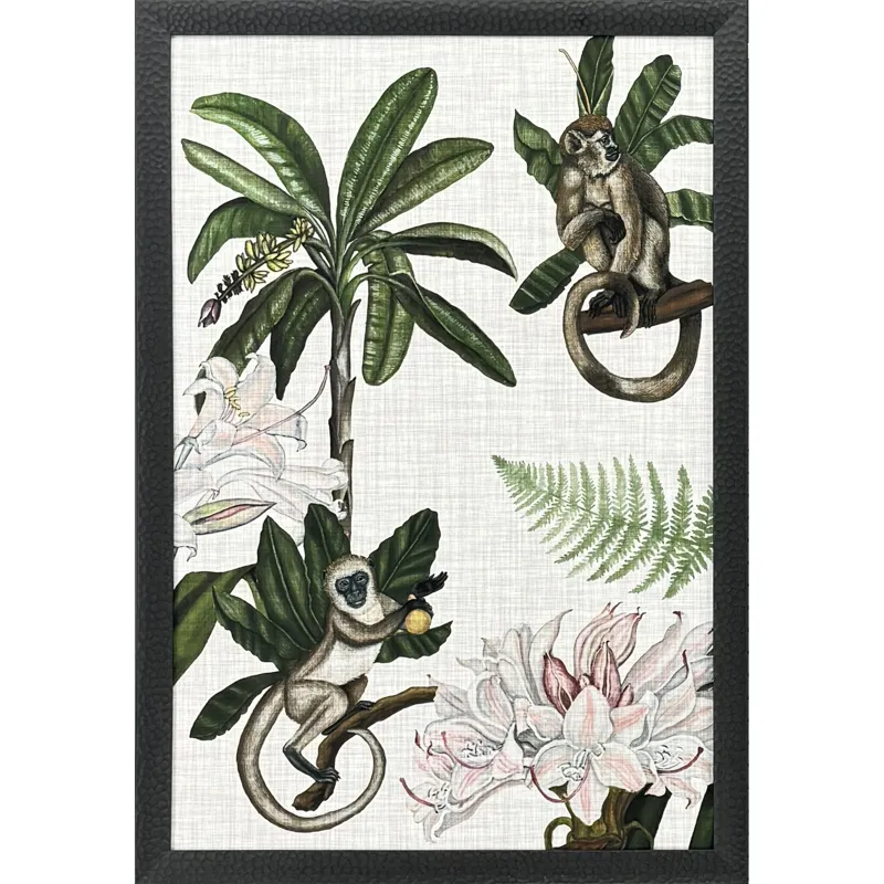 Monkey on Linen I - Framed Art