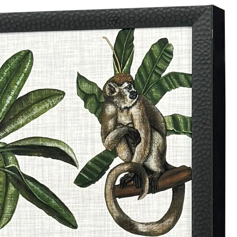 Monkey on Linen I - Framed Art