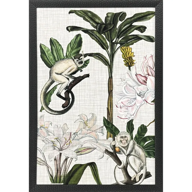 Monkey on Linen II - Framed Art