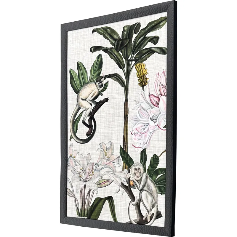 Monkey on Linen II - Framed Art