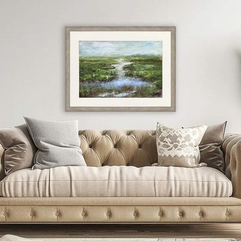 Rainy Day Marsh - Framed Art