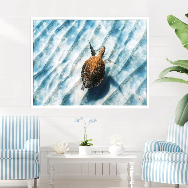 Sandbar Sea Turtle Framed Art