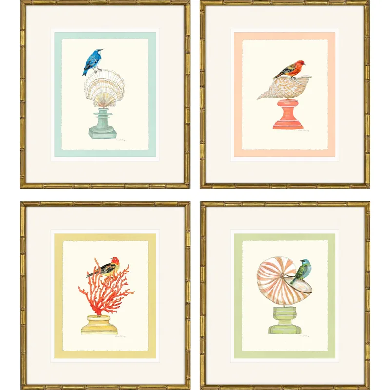 Bird with Shell S/4 Framed Art