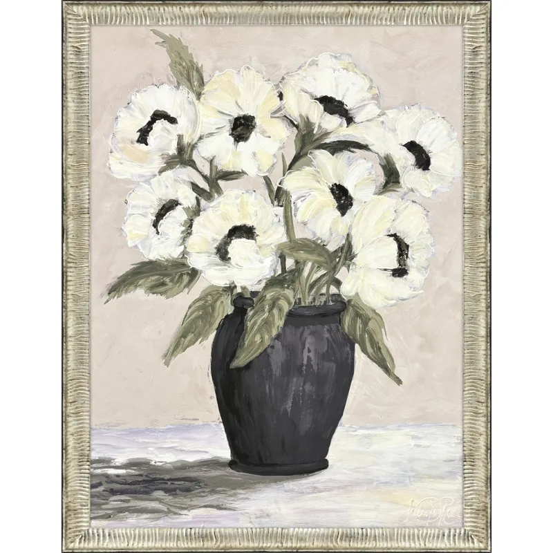 White Flowers Framed Art