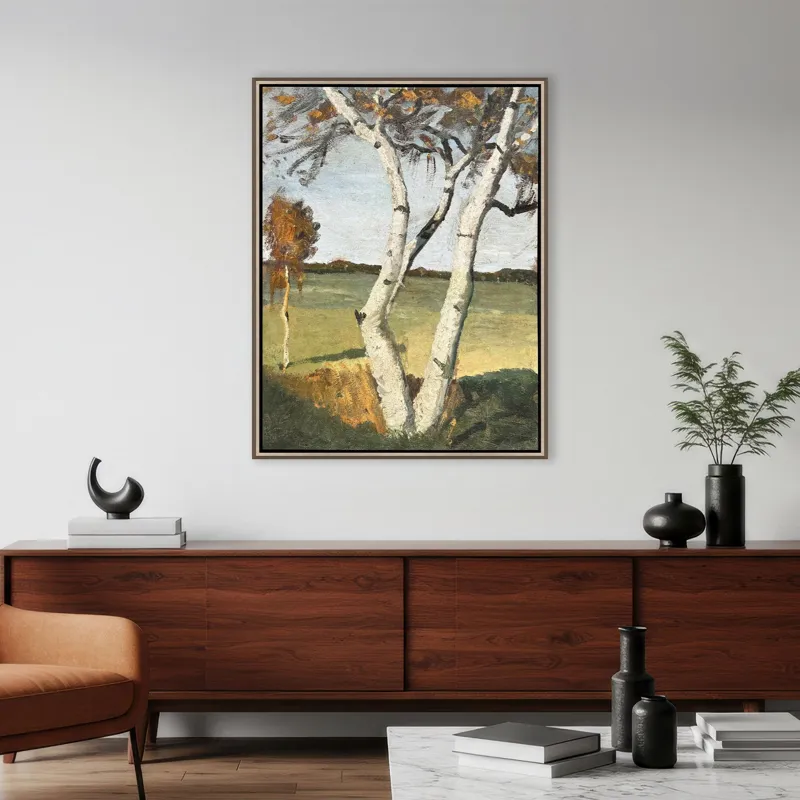 Birch Tree in a Landscape Canvas