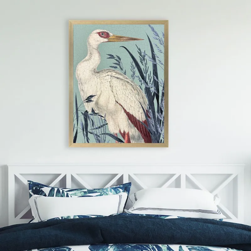 Coastal Paradise Stork Framed Art