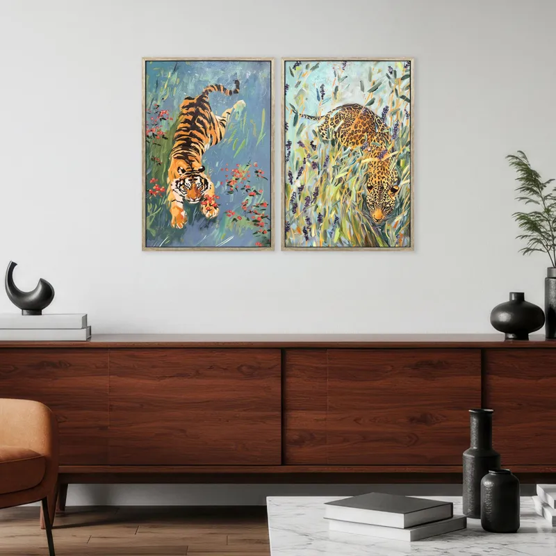 Tiger/Leopard S/2 Framed Art