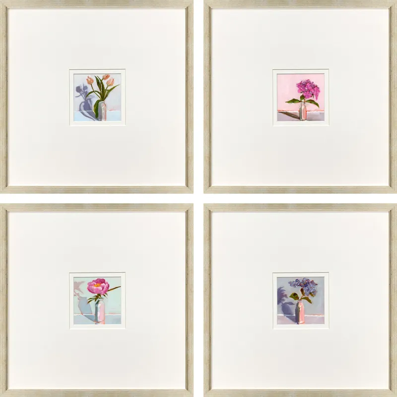 Milk Bottle Florals S/4 Framed Art